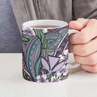 Personalised Hawaii Tribal Humpback Whale Ceramic Mug Poni Hibiscus Seamless Pattern LT9 - Polynesian Pride