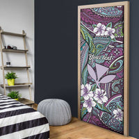 Personalised Hawaii Tribal Humpback Whale Door Cover Poni Hibiscus Seamless Pattern LT9 - Polynesian Pride