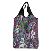 Personalised Hawaii Tribal Humpback Whale Grocery Bag Poni Hibiscus Seamless Pattern LT9 - Polynesian Pride