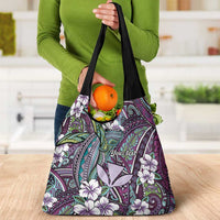 Personalised Hawaii Tribal Humpback Whale Grocery Bag Poni Hibiscus Seamless Pattern LT9 - Polynesian Pride