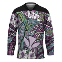 Personalised Hawaii Tribal Humpback Whale Hockey Jersey Poni Hibiscus Seamless Pattern LT9 Unisex Purple - Polynesian Pride