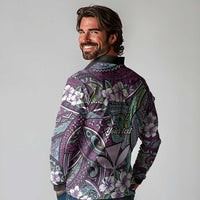 Personalised Hawaii Tribal Humpback Whale Long Sleeve Polo Shirt Poni Hibiscus Seamless Pattern LT9 - Polynesian Pride