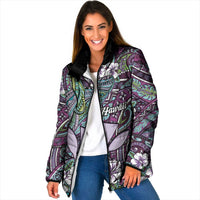 Personalised Hawaii Tribal Humpback Whale Padded Jacket Poni Hibiscus Seamless Pattern LT9 Women Purple - Polynesian Pride
