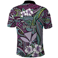 Personalised Hawaii Tribal Humpback Whale Polo Shirt Poni Hibiscus Seamless Pattern LT9 - Polynesian Pride