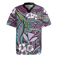 Personalised Hawaii Tribal Humpback Whale Rugby Jersey Poni Hibiscus Seamless Pattern LT9 Purple - Polynesian Pride