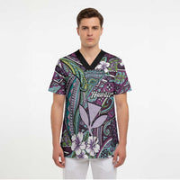 Personalised Hawaii Tribal Humpback Whale Scrub Top Poni Hibiscus Seamless Pattern LT9 - Polynesian Pride