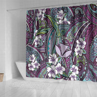Personalised Hawaii Tribal Humpback Whale Shower Curtain Poni Hibiscus Seamless Pattern LT9 - Polynesian Pride