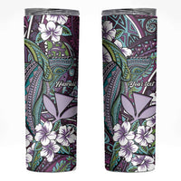 Personalised Hawaii Tribal Humpback Whale Skinny Tumbler Poni Hibiscus Seamless Pattern LT9 Purple - Polynesian Pride