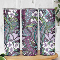 Personalised Hawaii Tribal Humpback Whale Skinny Tumbler Poni Hibiscus Seamless Pattern LT9 - Polynesian Pride