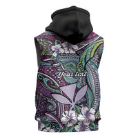 Personalised Hawaii Tribal Humpback Whale Sleeveless Hoodie Poni Hibiscus Seamless Pattern LT9 - Polynesian Pride