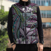 Personalised Hawaii Tribal Humpback Whale Sleeveless Puffer Jacket Poni Hibiscus Seamless Pattern LT9 - Polynesian Pride