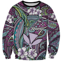 Personalised Hawaii Tribal Humpback Whale Sweatshirt Poni Hibiscus Seamless Pattern LT9 Unisex Purple - Polynesian Pride