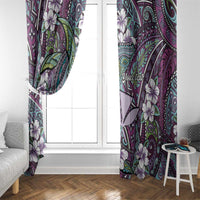 Personalised Hawaii Tribal Humpback Whale Window Curtain Poni Hibiscus Seamless Pattern LT9 - Polynesian Pride