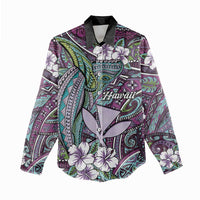 Personalised Hawaii Tribal Humpback Whale Women Casual Shirt Poni Hibiscus Seamless Pattern LT9 - Polynesian Pride