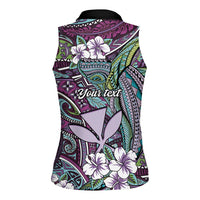 Personalised Hawaii Tribal Humpback Whale Women Sleeveless Polo Shirt Poni Hibiscus Seamless Pattern LT9 - Polynesian Pride