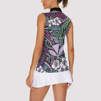 Personalised Hawaii Tribal Humpback Whale Women Sleeveless Polo Shirt Poni Hibiscus Seamless Pattern LT9 - Polynesian Pride