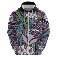 Personalised Hawaii Tribal Humpback Whale Zip Hoodie Poni Hibiscus Seamless Pattern LT9 - Polynesian Pride