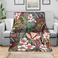 Personalised Hawaii Tribal Humpback Whale Blanket Ulaula Hibiscus Seamless Pattern LT9 - Polynesian Pride