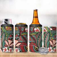 Personalised Hawaii Tribal Humpback Whale 4 in 1 Can Cooler Tumbler Ulaula Hibiscus Seamless Pattern LT9 - Polynesian Pride