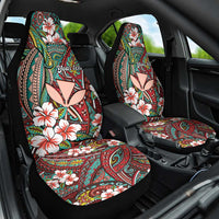 Personalised Hawaii Tribal Humpback Whale Car Seat Cover Ulaula Hibiscus Seamless Pattern LT9 One Size Red - Polynesian Pride