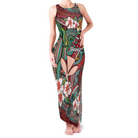 Personalised Hawaii Tribal Humpback Whale Family Matching Tank Maxi Dress and Hawaiian Shirt Ulaula Hibiscus Seamless Pattern
