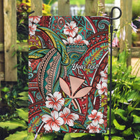 Personalised Hawaii Tribal Humpback Whale Garden Flag Ulaula Hibiscus Seamless Pattern LT9 Garden Flag Red - Polynesian Pride