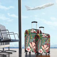 Personalised Hawaii Tribal Humpback Whale Luggage Cover Ulaula Hibiscus Seamless Pattern LT9 - Polynesian Pride