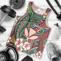 Personalised Hawaii Tribal Humpback Whale Men Tank Top Ulaula Hibiscus Seamless Pattern LT9 - Polynesian Pride