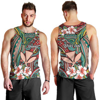 Personalised Hawaii Tribal Humpback Whale Men Tank Top Ulaula Hibiscus Seamless Pattern LT9 - Polynesian Pride