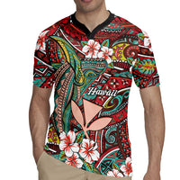 Personalised Hawaii Tribal Humpback Whale Rugby Jersey Ulaula Hibiscus Seamless Pattern LT9 - Polynesian Pride