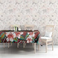 Personalised Hawaii Tribal Humpback Whale Tablecloth Ulaula Hibiscus Seamless Pattern LT9 - Polynesian Pride