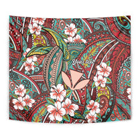Personalised Hawaii Tribal Humpback Whale Tapestry Ulaula Hibiscus Seamless Pattern LT9 - Polynesian Pride