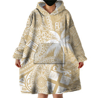 Custom Indo Fijians Wearable Blanket Hoodie Fiji ke Hindustani Polyneisan Paisley Beige Style