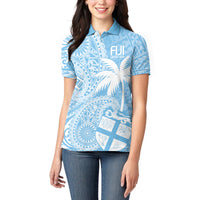 Custom Indo Fijians Women Polo Shirt Fiji ke Hindustani Polyneisan Paisley Blue Style