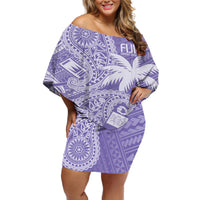 Custom Indo Fijians Off Shoulder Short Dress Fiji ke Hindustani Polyneisan Paisley Purple Style LT9 Women Purple - Polynesian Pride