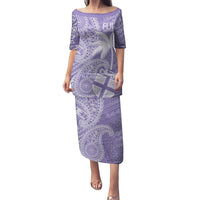 Custom Indo Fijians Puletasi Fiji ke Hindustani Polyneisan Paisley Purple Style LT9 Long Dress Purple - Polynesian Pride