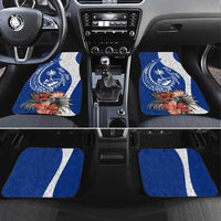 Blue Guam Hafa Adai Car Mats Tropical Flowers with Polynesian Pattern LT9 Set 4pcs Blue - Polynesian Pride