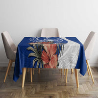 Blue Guam Hafa Adai Tablecloth Tropical Flowers with Polynesian Pattern LT9 - Polynesian Pride