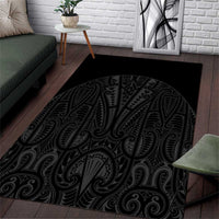 Queensland Maori Rugby Nga Hau e Wha Area Rug Black Motif