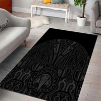 Queensland Maori Rugby Nga Hau e Wha Area Rug Black Motif