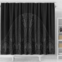 Queensland Maori Rugby Nga Hau e Wha Shower Curtain Black Motif