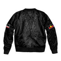Queensland Maori Rugby Nga Hau e Wha Sleeve Zip Bomber Jacket Black Motif