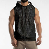 Queensland Maori Rugby Nga Hau e Wha Sleeveless Zip Hoodie Black Motif LT9 - Polynesian Pride
