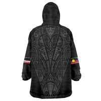 Queensland Maori Rugby Nga Hau e Wha Wearable Blanket Hoodie Black Motif