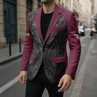 Queensland Maori Rugby Nga Hau e Wha Blazer Maroon Motif - Polynesian Pride
