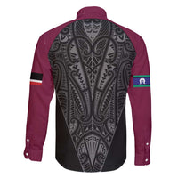 Queensland Maori Rugby Nga Hau e Wha Family Matching Puletasi and Hawaiian Shirt Maroon Motif