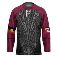 Queensland Maori Rugby Nga Hau e Wha Hockey Jersey Maroon Motif - Polynesian Pride