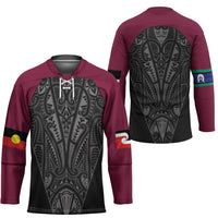 Queensland Maori Rugby Nga Hau e Wha Hockey Jersey Maroon Motif - Polynesian Pride