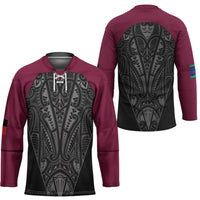 Queensland Maori Rugby Nga Hau e Wha Hockey Jersey Maroon Motif - Polynesian Pride