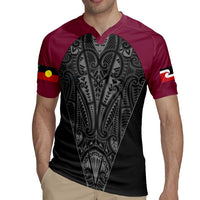 Queensland Maori Rugby Nga Hau e Wha Rugby Jersey Maroon Motif
